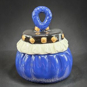 David's Cookies Ceramic‎ Purse Cookie Jar Mini Blue Handbag Lidded Trinket Box